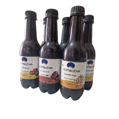 KOMBUCHA ASSORTED FLAVOURS (GINGER, COFFEE, CHOCOLATE) 6, 12 Pack